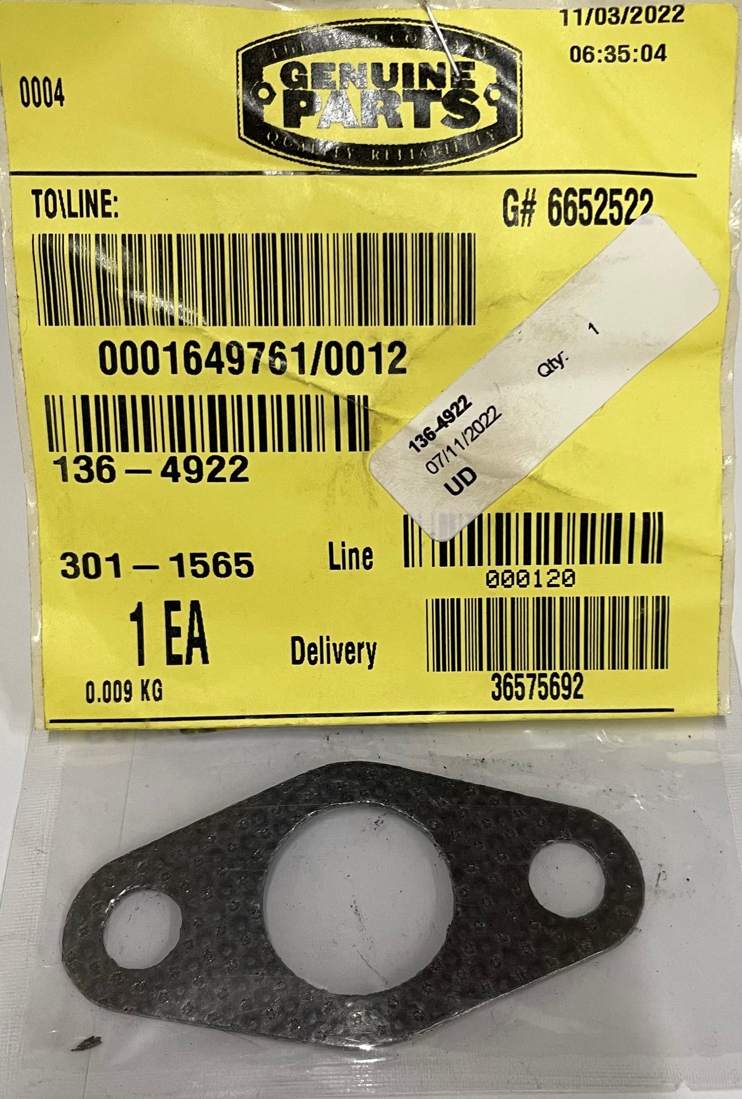 136-4922 Gasket Muffler