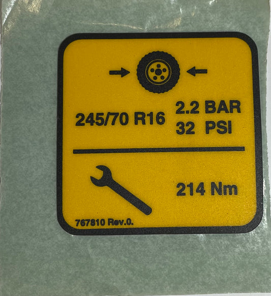 76-7810 Decal Tyre Pressure